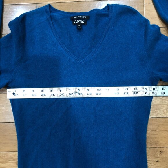 Apt9 100% Cashmere V-Neck Teal Sweater Size M - Picture 4 of 7